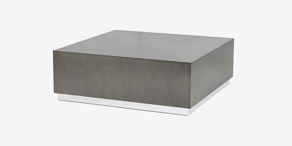 センターテーブル「デコレ2」バスウッド材シルバーブラック色