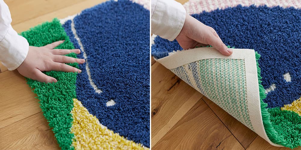 ボリューム感のあるパイルと裏面滑り止め