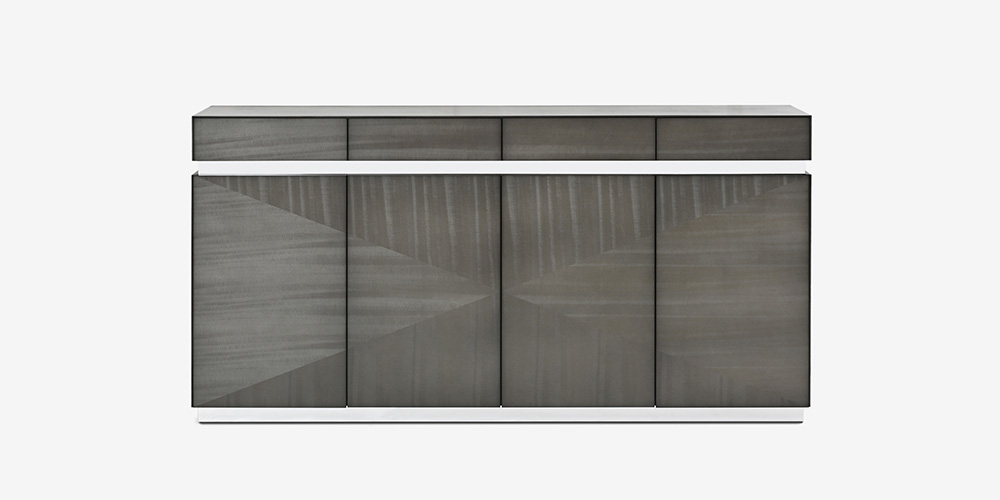 サイドボード「デコレ2」バスウッド材シルバーブラック色