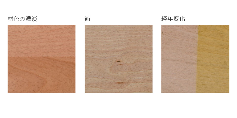 KASHIWA商品【ブナの特徴】木目一覧