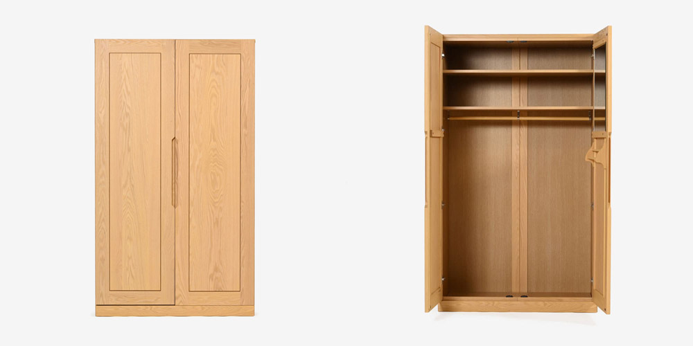 ワードローブ「シナモン 1050」幅104.8cm レッドオーク材 ホワイト