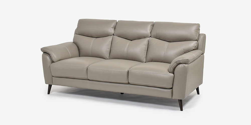 ソファ 3人掛け「ワルツ」幅206cm 半革#J-772A トープ色 斜め正面画像