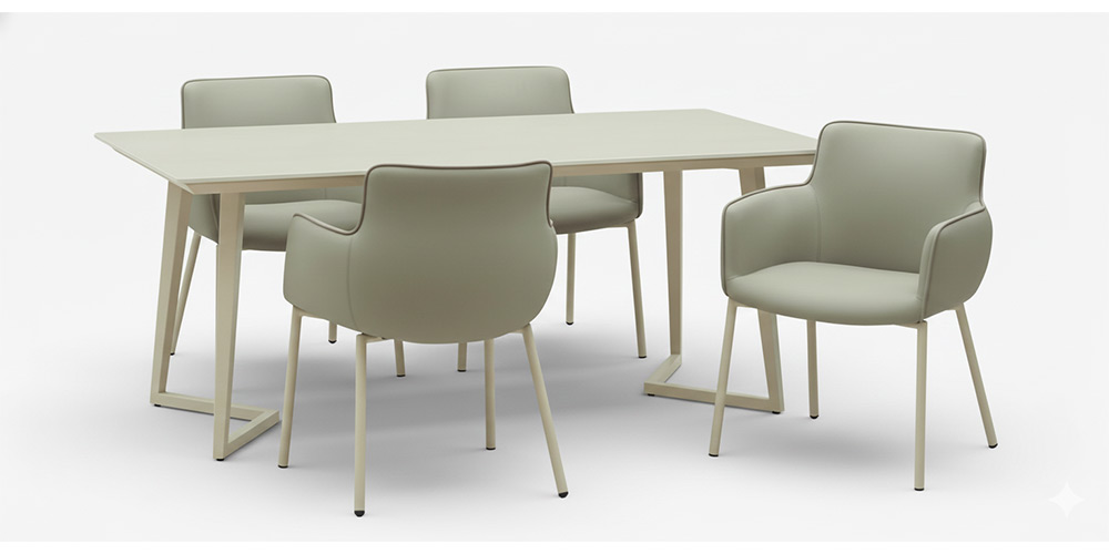 ダイニングテーブル「グレイス 165DT」幅165cmと組み合わせたイメージ画像