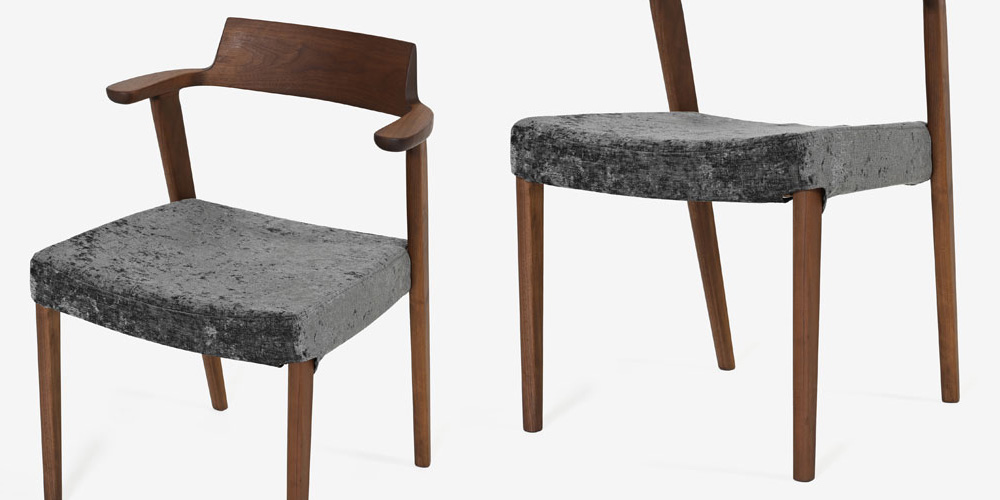 デザインと機能性を両立させたハーフアームのダイニングチェア「シャルダン」　座面、脚部寄りカット