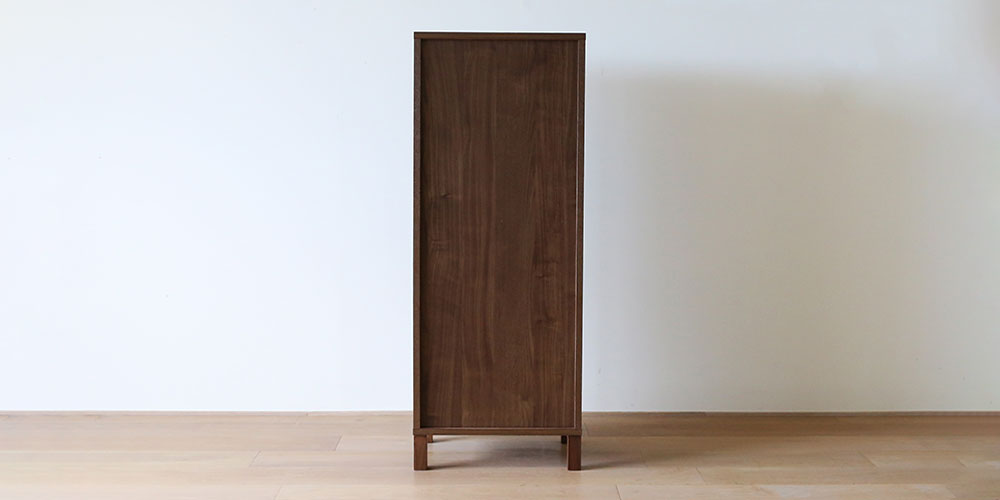 リビングハイチェスト「レッチェ」幅50cm ウォールナット材の背面