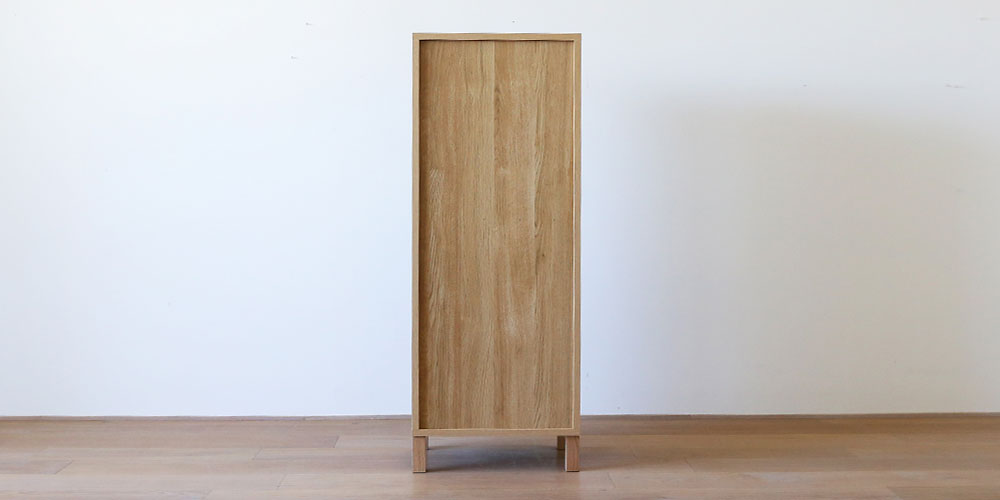 リビングハイチェスト「レッチェ」幅50cm ホワイトオーク材の背面