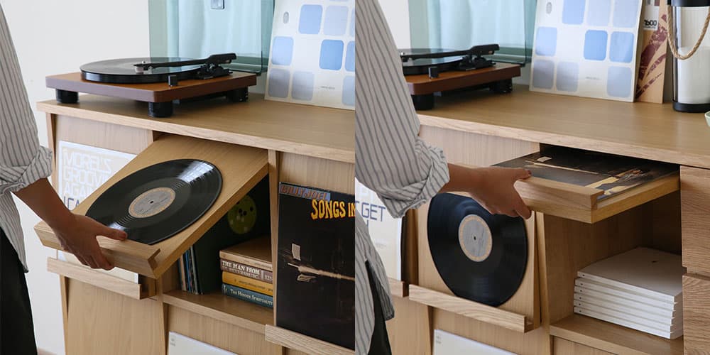 マガジンレコードラック「レッチェ」扉の収納方法