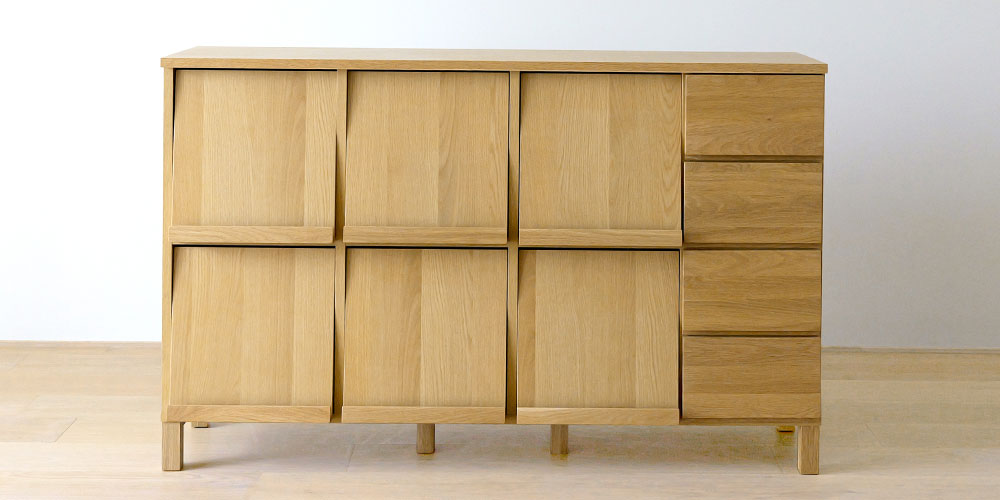 マガジンレコードラック「レッチェ」幅143cm ホワイトオーク材