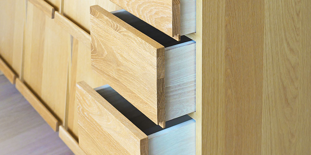 マガジンレコードラック「レッチェ」ホワイトオーク材の引出し