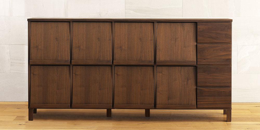 マガジンレコードラック「レッチェ」幅180.4cm ウォールナット材