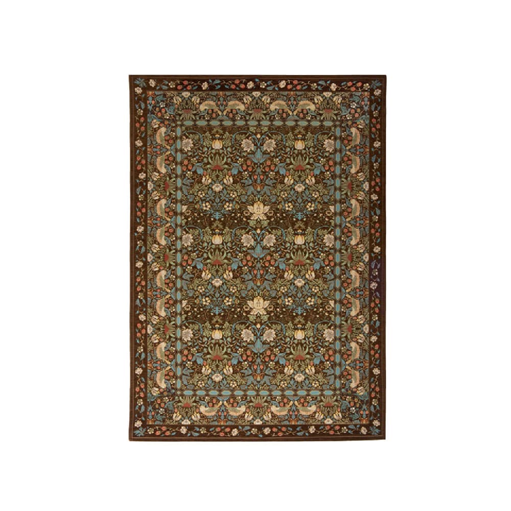 ラグ「いちご泥棒」ブラウンの140ｘ200cm