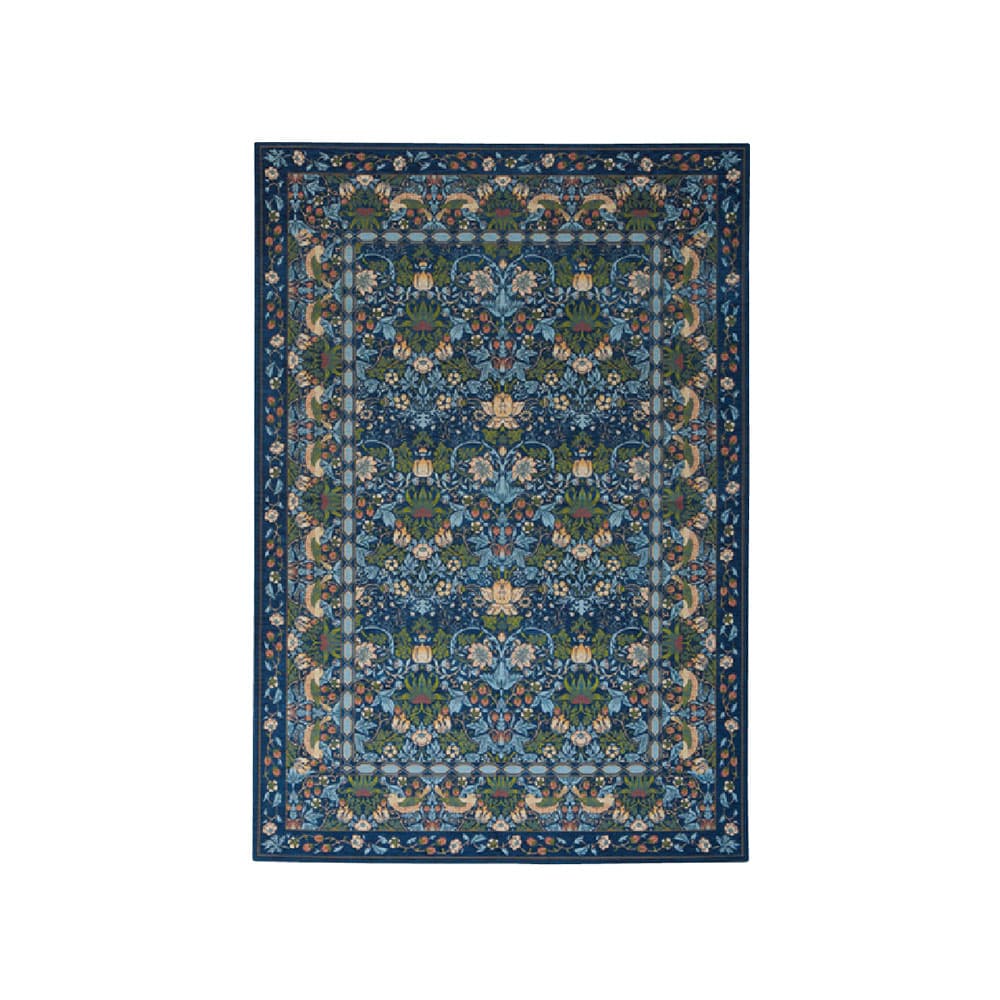 ラグ「いちご泥棒」ブルーの140ｘ200cm