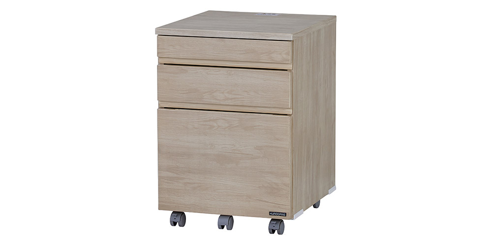 デスクワゴン「KSFC-26CW」アンティークオークホワイト木目色