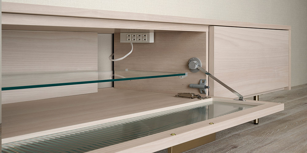 テレビボード「NWシリーズ」のAV機器収納スペースのアップ画像