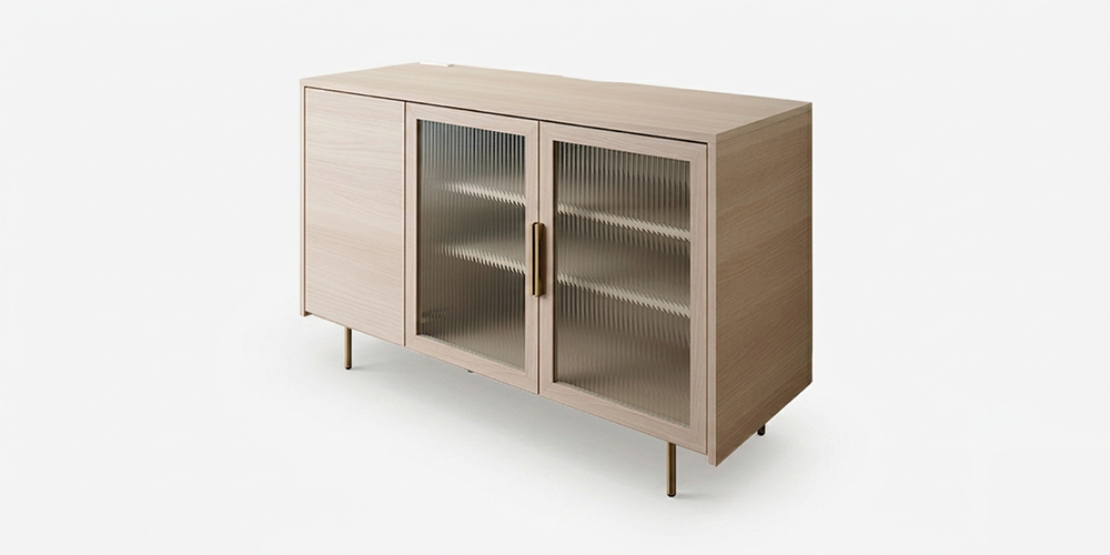 サイドボード「NWB-120C」幅120cm スイングドアタイプ シルキーナット色の正面画像