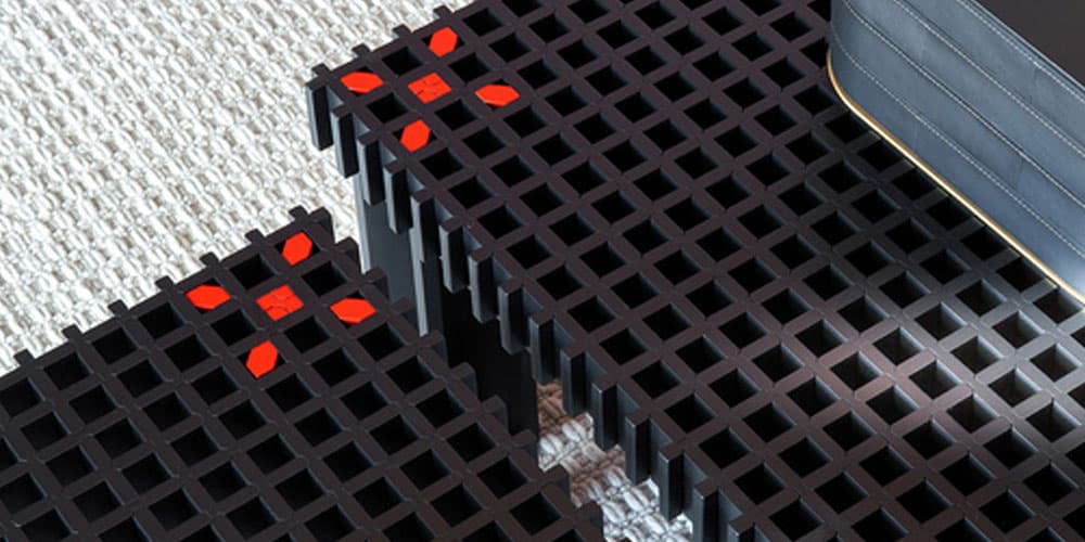 センターテーブル「kyoto」差し色赤の美しいインサート