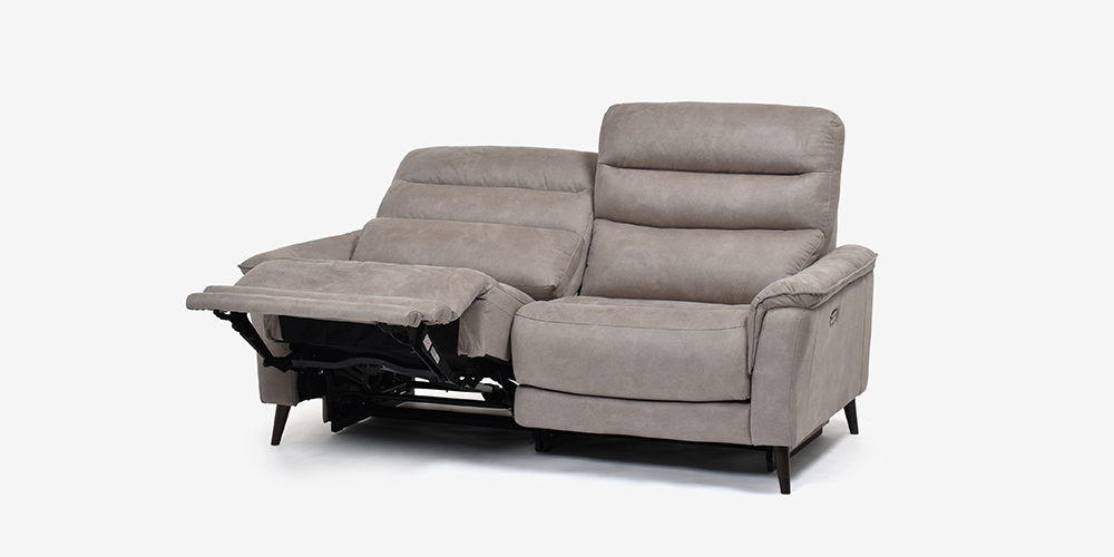 【斜め正面画像】電動リクライニングソファ 3人掛け 幅190cm「レイーダ」布#B-946 シルバーグレー色