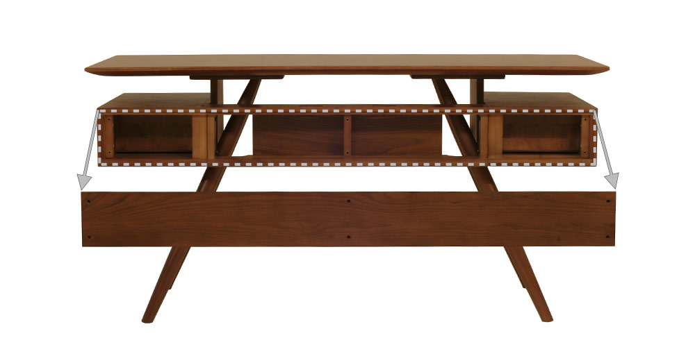 デスク「CREO クレオ」の外せる背面パネルイメージ