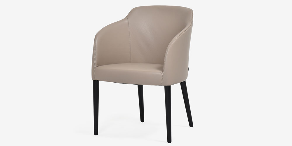 ダイニングチェア「エモジオーネ2」革#Cグレージュ色 斜め