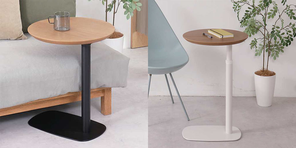 【使用イメージ画像】昇降式サイドテーブル（丸）「koko ココ」シリーズ