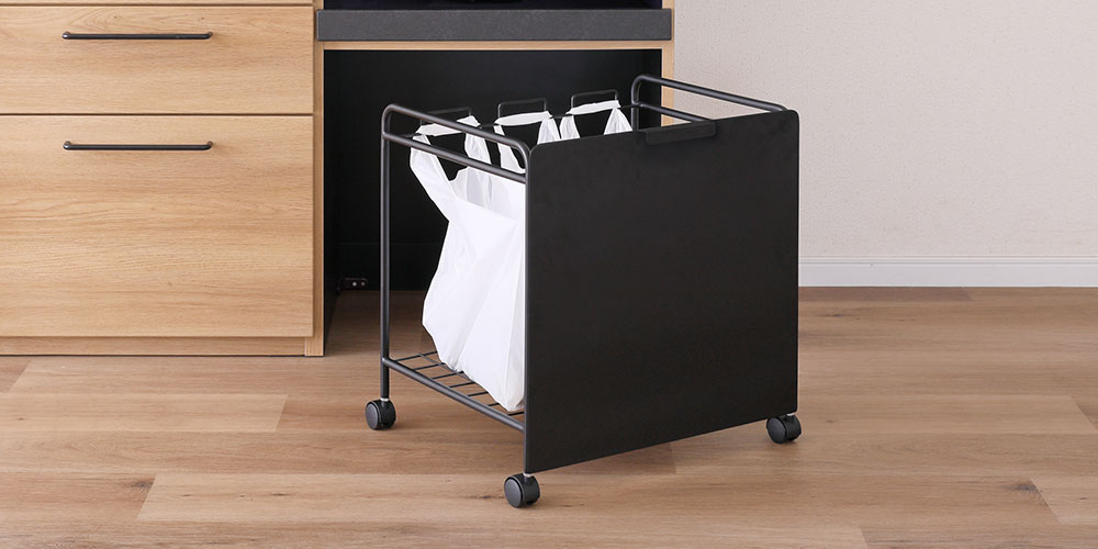 ダストボックスワゴン ゴミ袋仕様 ブラックの使用イメージ