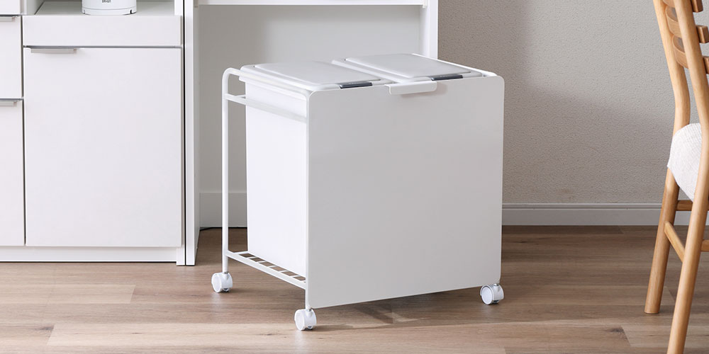 ダストボックスワゴン 分別ペール仕様ホワイトの使用イメージ