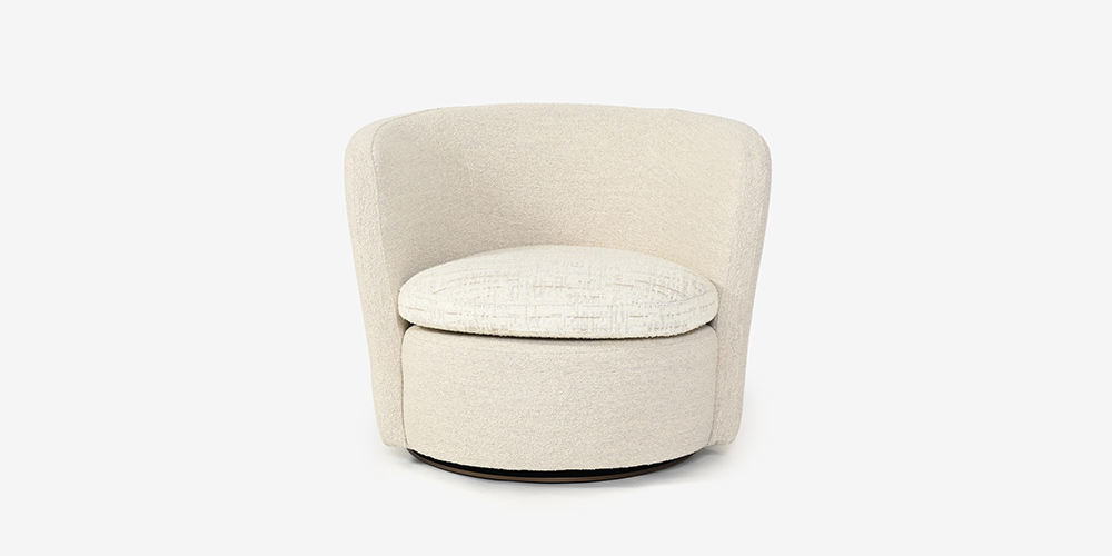 erba（エルバイタリア）アームチェア「ルナ」幅84cm 本体 布ホワイト色 座面 布ベージュ色 正面画像