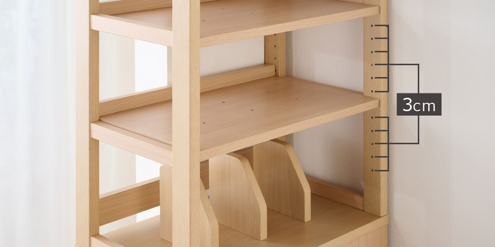 スライドシェルフ「Fit-in DESK」3cm刻みで調整可能な可動棚付き