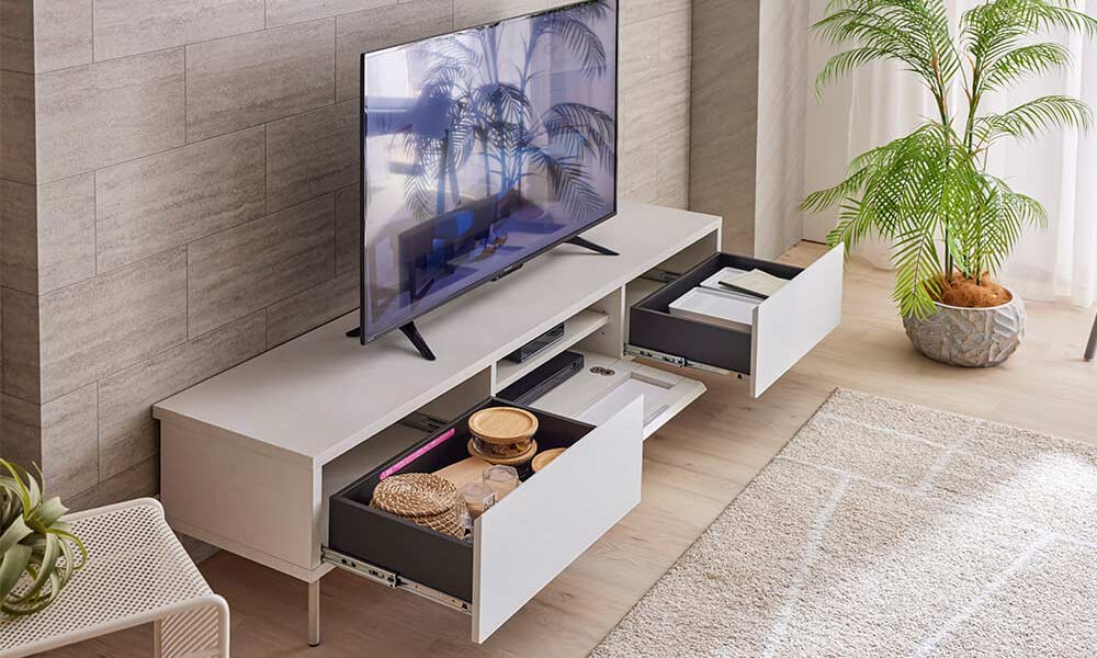 テレビボード「ハリス」GWH色　180テレビボードの収納部イメージ