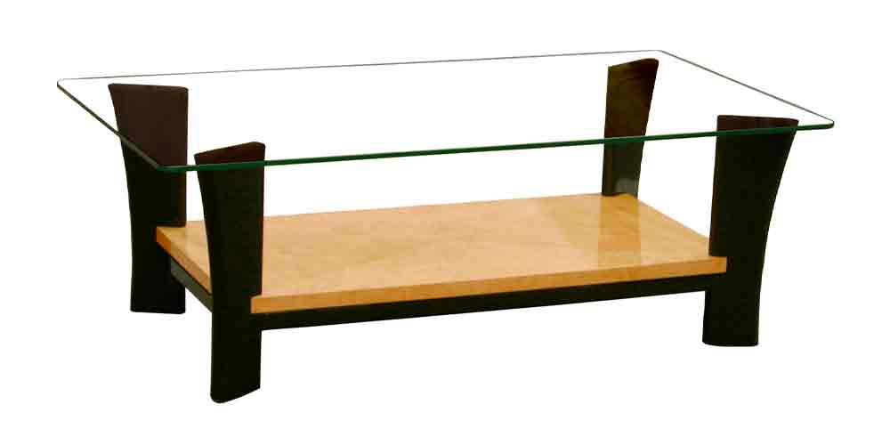 センターテーブル「スプレンダー」 脚ブラック ガラス天板　