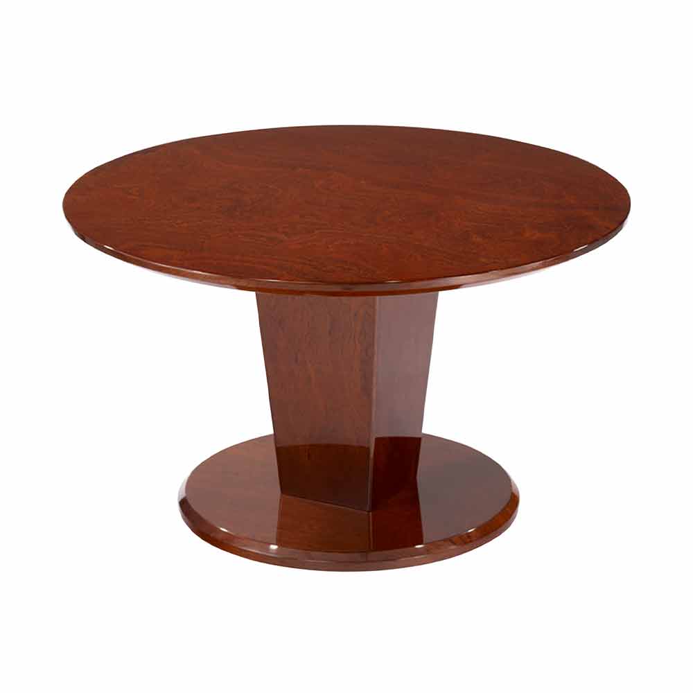 丸テーブル「スプレンダー」幅120cm  マホガニー材 1本脚　斜め上から見た画像