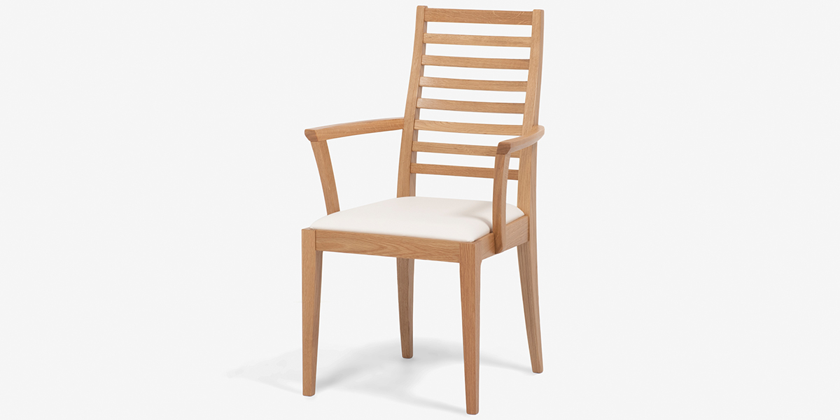 椅子（アーム付き）「N005」ナラ材ホワイトオーク色