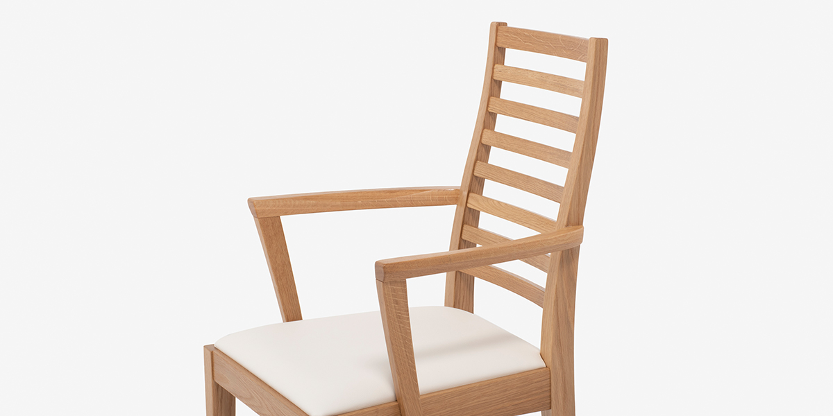 椅子（アーム）「N005」ナラ材ホワイトオーク色