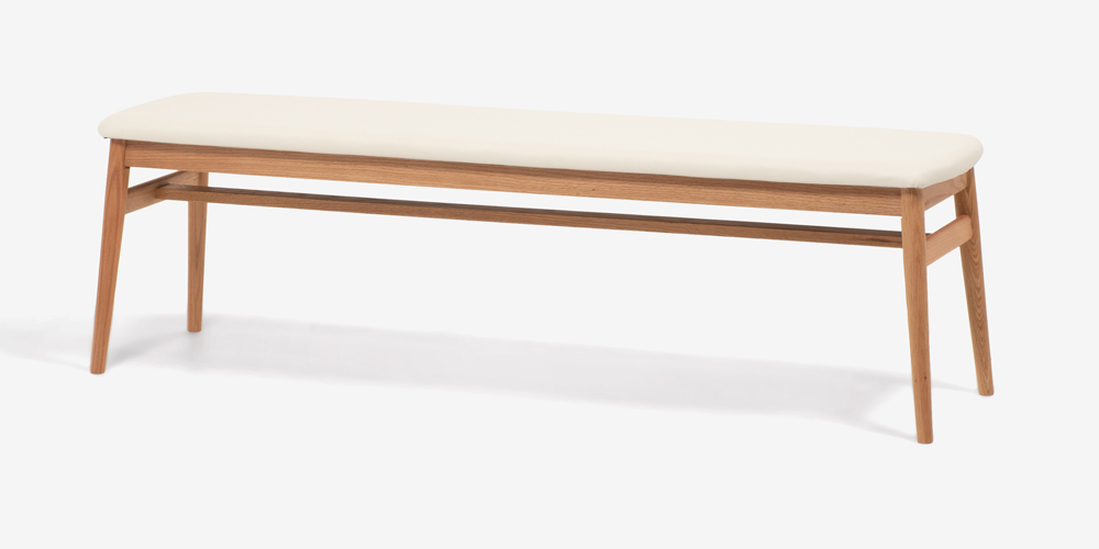 ベンチ「シネマ」幅151cm レッドオーク材 ホワイトオーク色 座面PVC