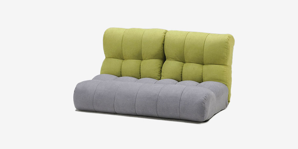 フロアソファ 座椅子「ピグレットJr ノルディック 2P」グリーン/グレー色の正面
