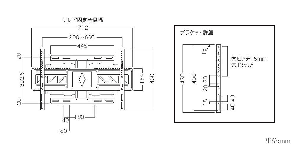 壁掛けTV金具の詳細