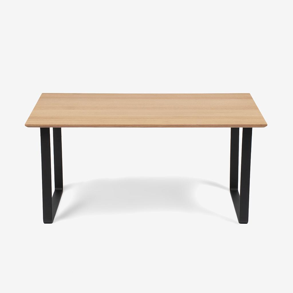 ダイニングテーブル「フィル3」レッドオーク材 ホワイトオーク色　金属脚ブラック　天板2タイプ（角型・角丸型）全2サイズ