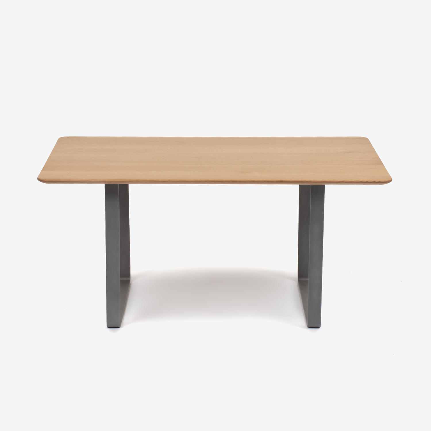 ダイニングテーブル「フィル3」レッドオーク材 ホワイトオーク色　金属脚シルバー　天板2タイプ（角型・角丸型）全4サイズ