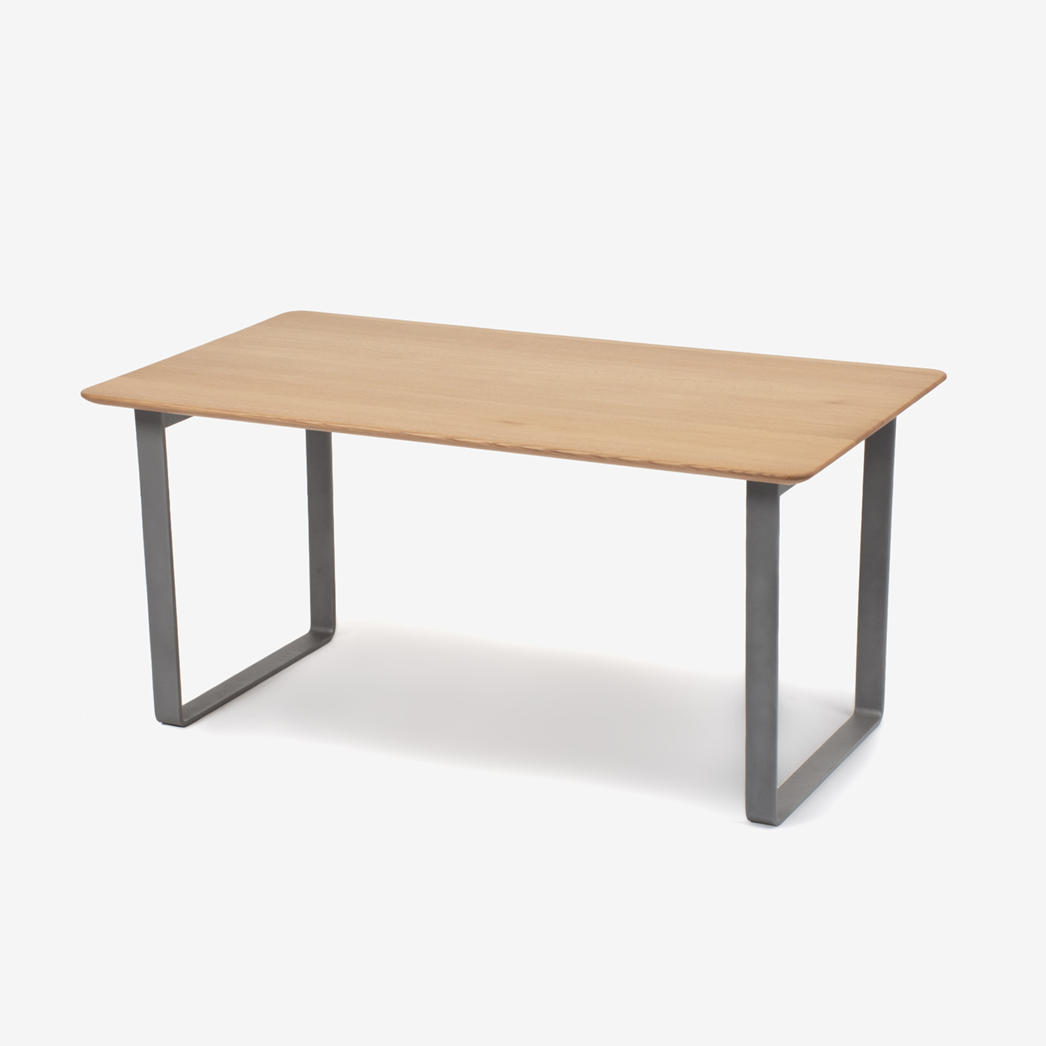 ダイニングテーブル「フィル3」レッドオーク材 ホワイトオーク色　金属脚シルバー　天板2タイプ（角型・角丸型）全4サイズ