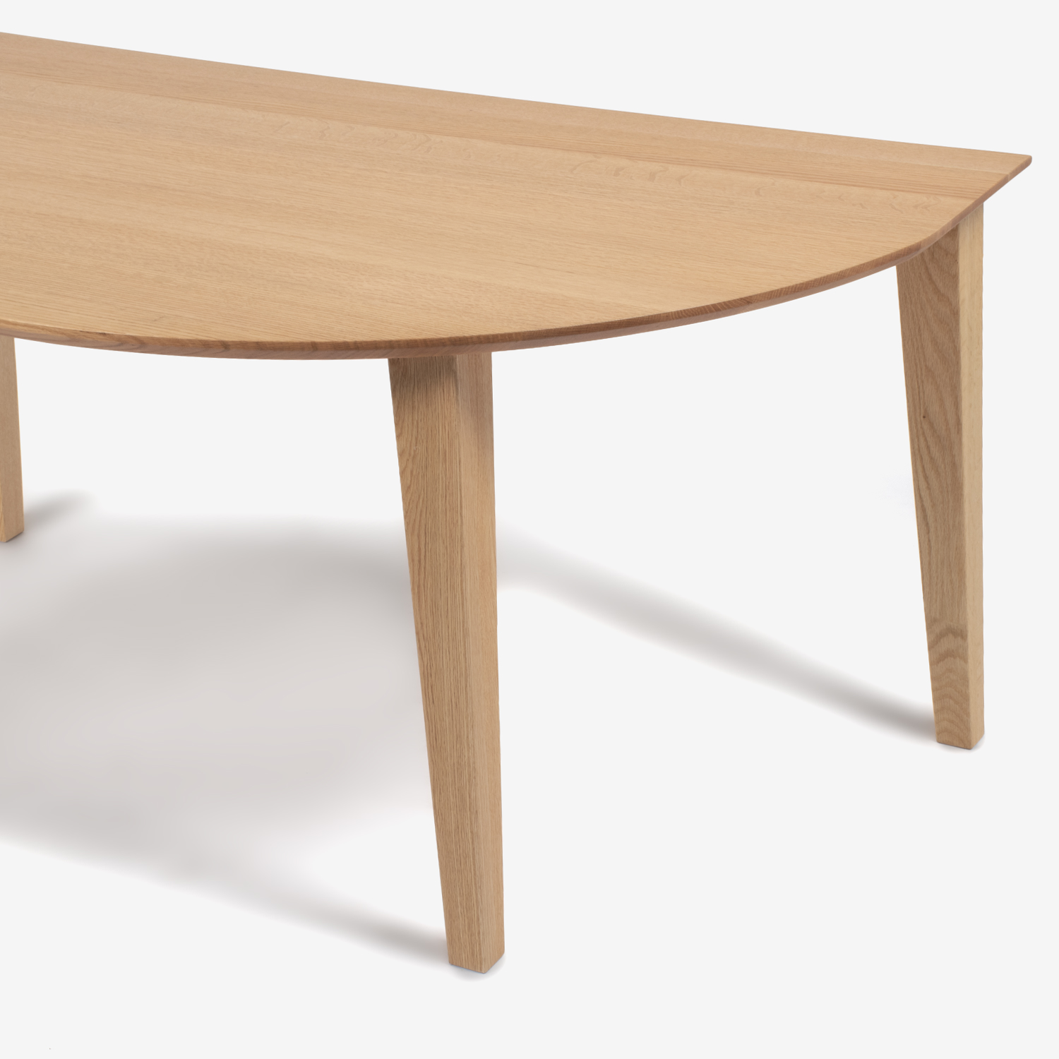 ダイニングテーブル「フィル3」レッドオーク材 ホワイトオーク色　半円型（角型）角脚