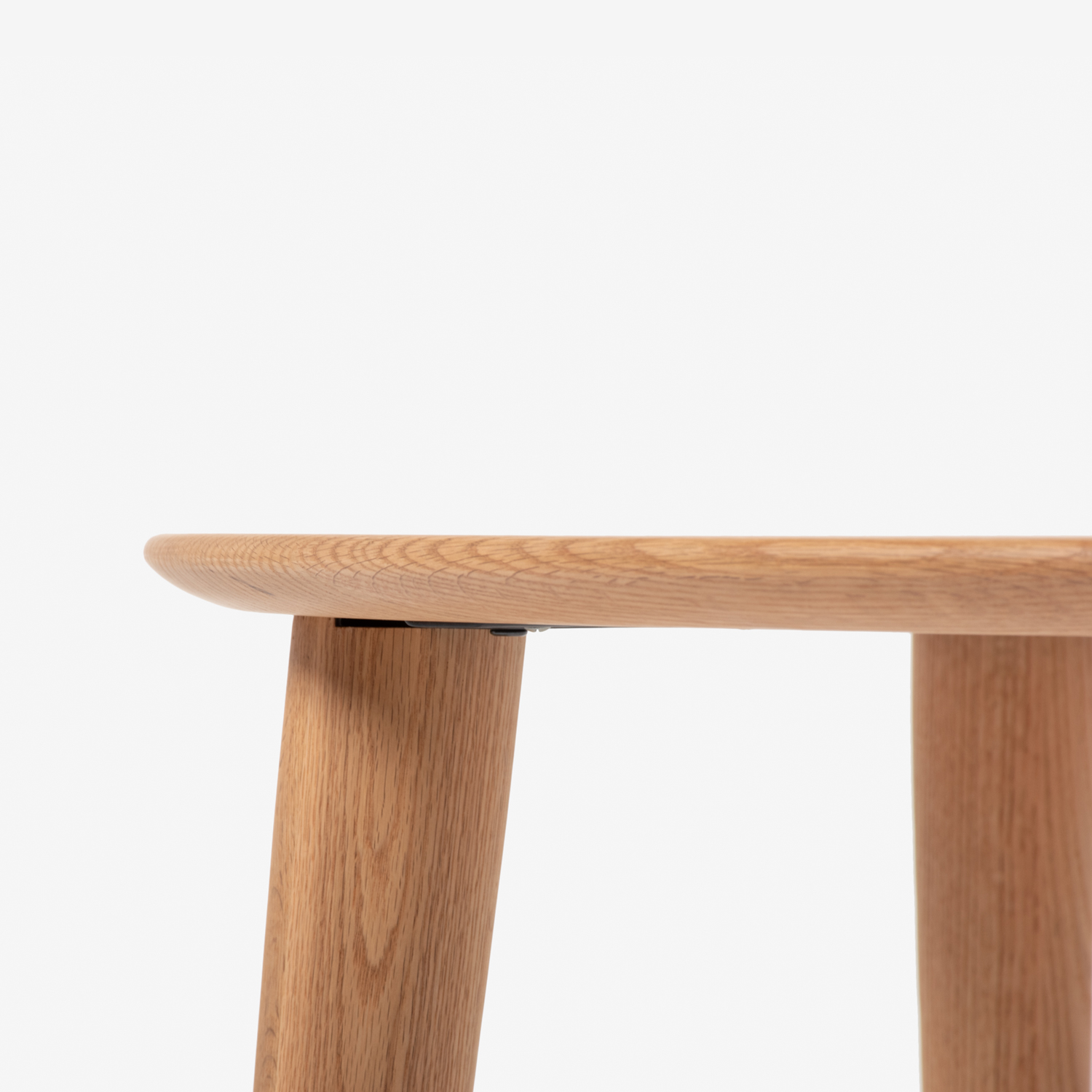 ダイニングテーブル「フィル3」レッドオーク材 ホワイトオーク色　半円型（角丸）丸脚