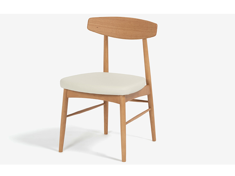 椅子「ユノＡ3」レッドオーク材 ホワイトオーク色/PVCアイボリー