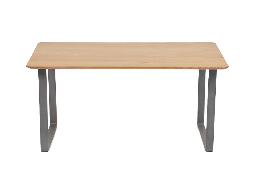 ダイニングテーブル「フィル３」天板角丸型 金属脚 レッドオーク材 ホワイトオーク色
