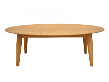 センターテーブル｢シネマ2｣楕円型 レッドオーク材ホワイトオーク色