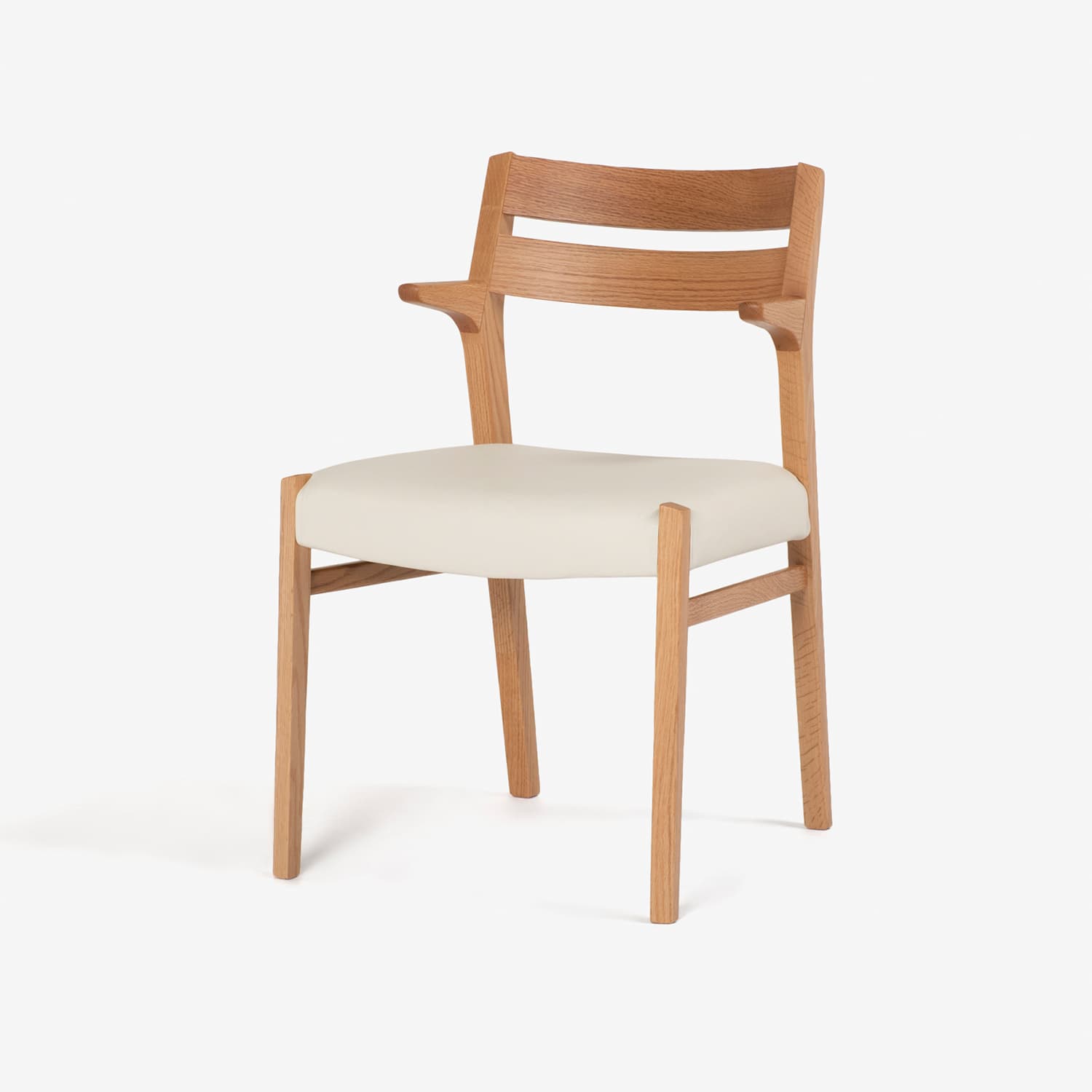 ダイニングチェア (半肘付き) 「シネマ」ホワイトオーク色 PVC アイボリー色【セール対象品のため8%OFF】